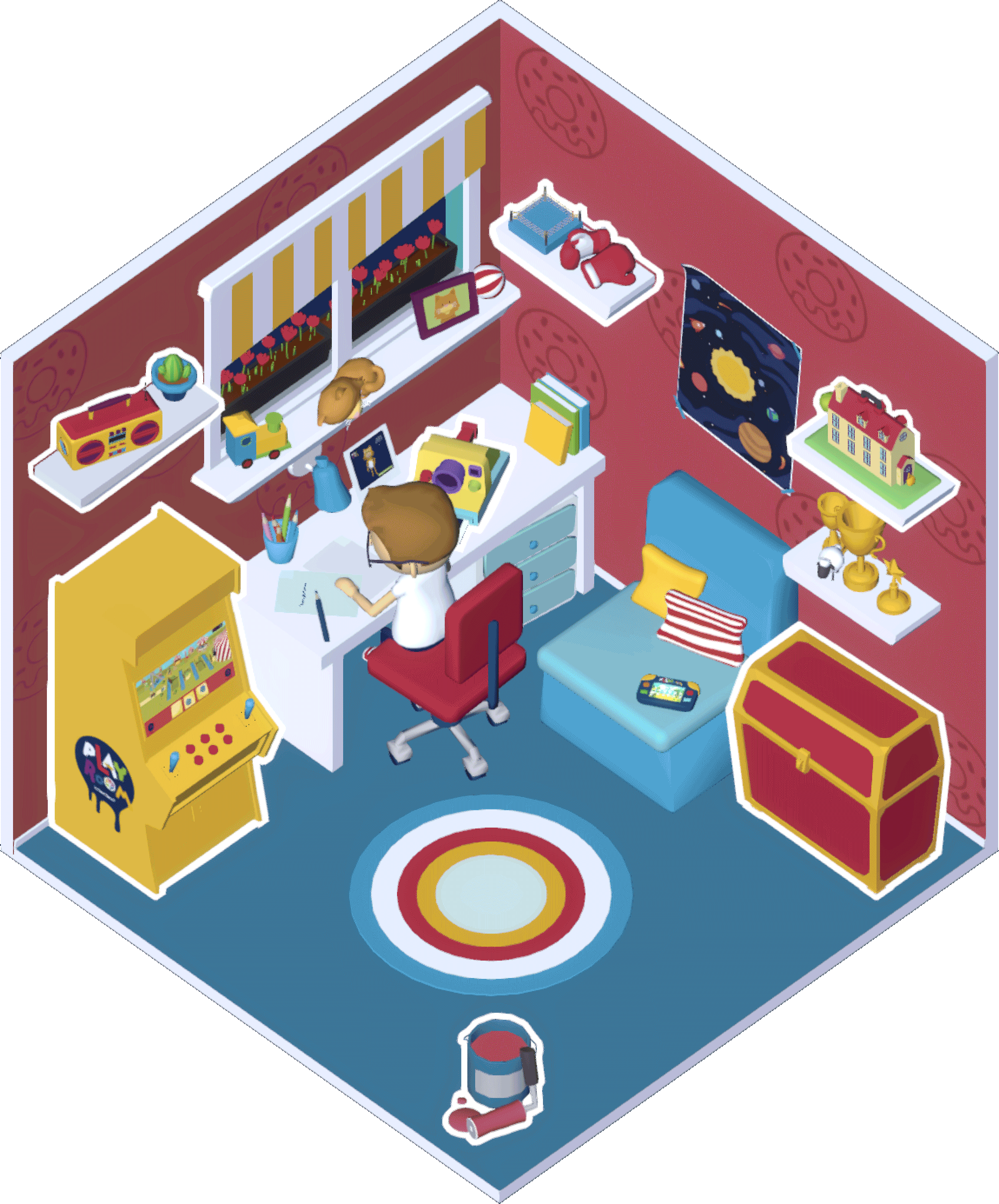 Playroom gif showing different setups